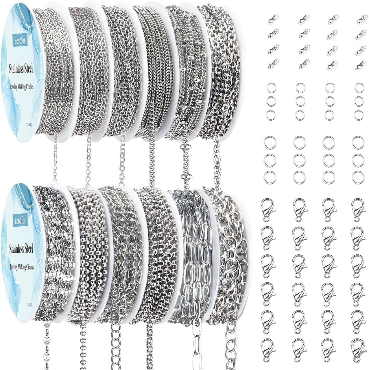 Necklace Chain for Jewelry Making, 95.1 Feet 12 Rolls Stainless Steel Jewelry Chains for DIY Necklace Bracelet Making